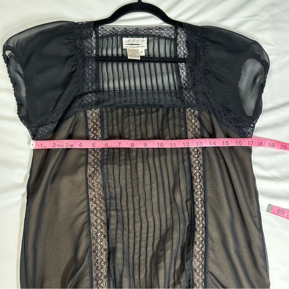 MSSP Max Studio Vintage Retro Sheer Lace Romantic Goth 90's Y2K Witchy Top Sz M - Picture 2 of 14